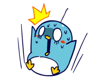😱 penguin, sweating, cartoon, blue, surprised, kawaii, cute, bird whatsapp sticker