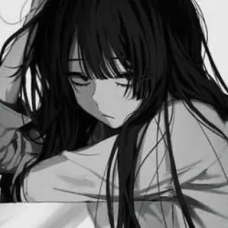 🖤 Anime, Manga, Mädchen, Traurig, Emotional, Schwarzweiß telegram sticker