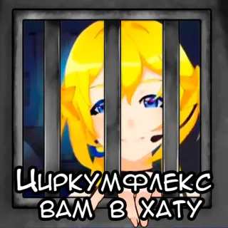 👮‍♀️ ЦИРКУМФЛЕКС ВАМ В ХАТУ Аниме, Тюрьма, Мем, Выражение, Девушка telegram sticker