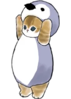 🐧 gato, pinguim, fofo, animal, kawaii telegram sticker