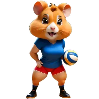 ⚽️ hamster, volleyball, cartoon, sports, animal, athlete telegram sticker