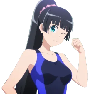 💪 Аниме, Девушка, Купальник, Подмигивание, Веселая telegram sticker