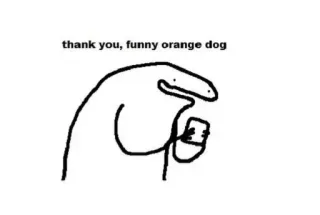 👾 thank you, funny orange dog собака, оранжевый, смешной, спасибо, мем, мультфильм, животное, юмор whatsapp sticker