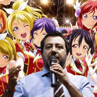 🎤 politica, politico italiano, anime, microfono, Salvini telegram sticker