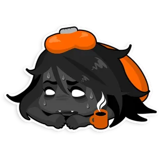 😷 malade, maux de tête, fièvre, animé, dessin animé, épuisé telegram sticker