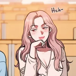 🥀 Heh~ mujer, sonrisa burlona, dibujos animados, pelo rosa telegram sticker
