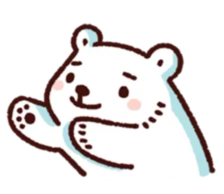 😗 북극곰, 동물, 귀여운, 만화, 손 흔드는, 친근한 telegram sticker