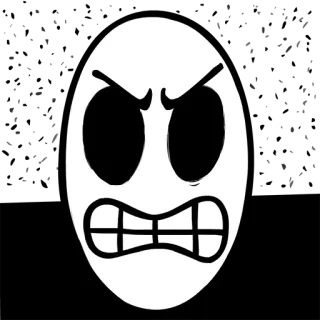 😡 cara, enojado, dibujos animados, blanco, negro, expresión, rabia telegram sticker