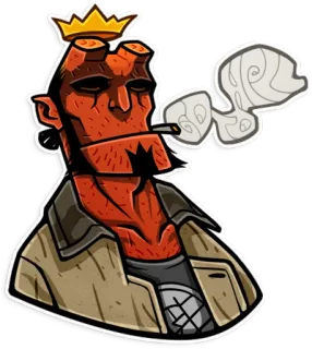 🤴 Hellboy hellboy, bande dessinée, dark horse, démon, couronne, fumeur, rouge, personnage telegram sticker