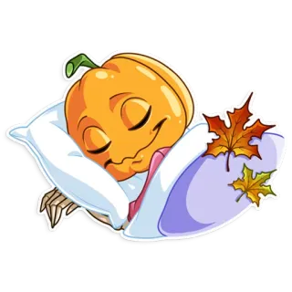 😴 かぼちゃ, ハロウィン, 秋, 睡眠, 枕, 秋, 葉 telegram sticker