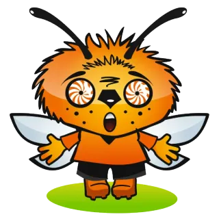 😱 dibujos animados, abeja, insecto, naranja, ojos, pegatina, mascota telegram sticker