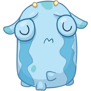 😭 mignon, dessin animé, monstre, bleu, triste, pleurant whatsapp sticker