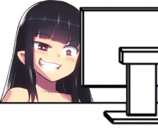 😜 Anime, Garota, Sorrisinho, Computador telegram sticker