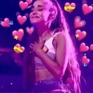 🍸 Ariana Grande ariana grande, popster, zangeres, harten, paars whatsapp sticker