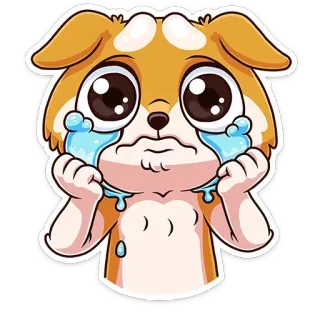 😨 cucciolo, cane, triste, piangendo, lacrime, carino, emozione, adesivo whatsapp sticker
