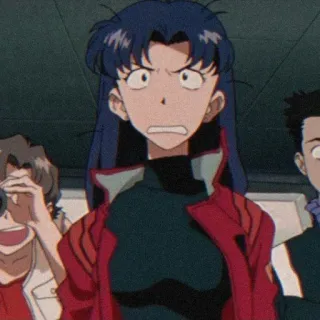 🦋 Misato Katsuragi Neon Genesis Evangelion anime, cartoon, misato, evangelion, shocked, worried telegram sticker