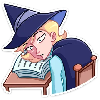 😑 Zauberer, Magie, Cartoon, Zauberspruch, schläfrig, Hexe, Hut telegram sticker