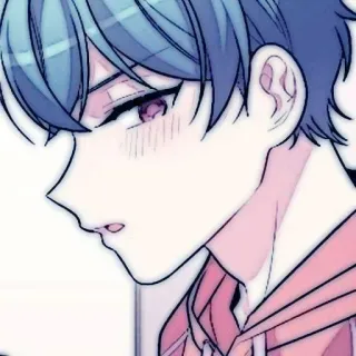 🤖 Anime jongen, Anime karakter, Blauw haar, Anime stijl, Man, Portret telegram sticker
