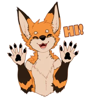 🦊 HI! rubah, furry, binatang, hai, salam, imut telegram sticker