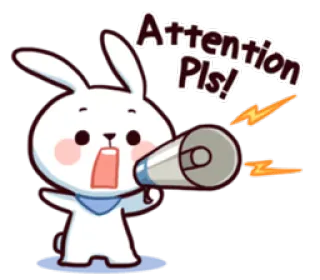 😮 Attention Pls! Achtung, Hase, Megafon, Alarm, Nachricht, süß, Warnung telegram sticker