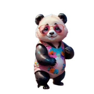 🧸 Panda, Dibujos animados, Mono, Animal, Gafas, Verano, Kawaii whatsapp sticker