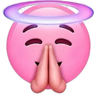 😇 Biểu tượng cảm xúc, Thiên thần, Cầu nguyện, Màu hồng, Vầng hào quang, Dễ thương whatsapp sticker