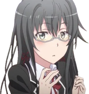 😳 Yukino Yukinoshita My Teen Romantic Comedy SNAFU Anime, Manga, Lucu, Gadis, Seragam sekolah, Kacamata telegram sticker