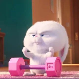 🐰 Snowball The Secret Life of Pets bunny, rabbit, cute, cartoon, animal, pets, weightlifting, exercise telegram sticker