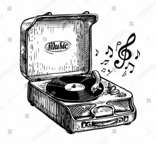 🎵 Music musique, platine vinyle, vintage, vinyle, clé de sol, notes telegram sticker