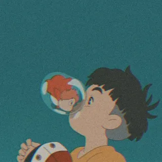🧃 Sosuke Ponyo anime, movie, studio ghibli, ponyo, fish, ocean, children whatsapp sticker
