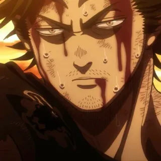 ⚫️ Yami Sukehiro Black Clover Anime, Black Clover, Yami Sukehiro, Sang, Sueur, Expression faciale whatsapp sticker
