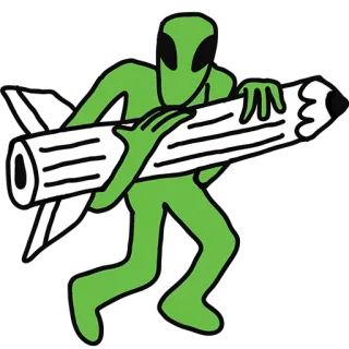💥 Alien, Cohete, Misil, Arma, Espacio, Dibujo animado, Ilustración whatsapp sticker