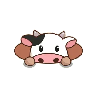 🤐 krowa, zwierzę, kreskówka, słodki, naklejka telegram sticker