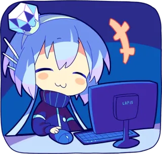 😙 LAPIS kartun, komputer, imut, kawaii, anime, stiker, gadis telegram sticker