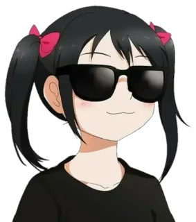 😎 anime, cartoon, sunglasses, cool, black hair, character, smiling telegram sticker