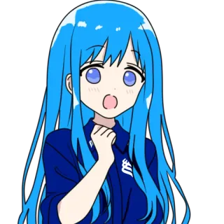 😖 Anime, Manga, Mädchen, Blaue Haare, Cartoon, Kawaii telegram sticker