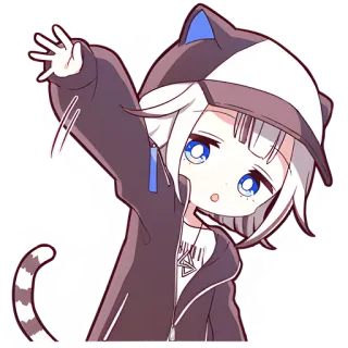 👋 Anime, Mèo, Dễ thương, Sticker, Kawaii, Chibi telegram sticker
