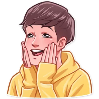 😍 osoba, kreskówka, mężczyzna, bluza z kapturem, szczęśliwy, uśmiech whatsapp sticker