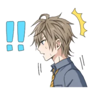 😶 Anime, Alarm, Überrascht, Ausruf, Männlich, Cartoon whatsapp sticker