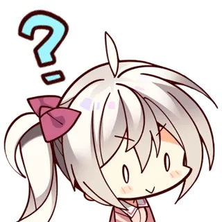 😕 chica anime, signo de interrogación, confundido, chibi, lindo, dibujos animados telegram sticker
