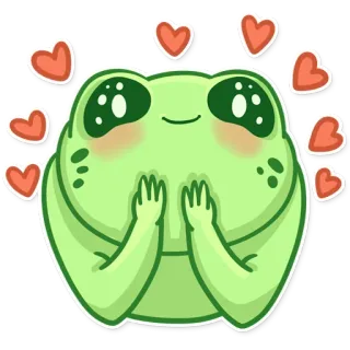 🥰 лягушка, милый, сердечки, животное, зеленый, мультфильм telegram sticker