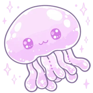 🪼 jellyfish, cute, kawaii, sea creature, pink, sparkly, ocean, animal telegram sticker