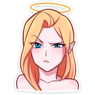 🤨 天使, 金发, 精灵, 动漫, 卡通, 贴纸, 角色 telegram sticker