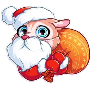 😳 chat, père noël, noël, fête, festif, mignon, animal, dessin animé, illustration telegram sticker
