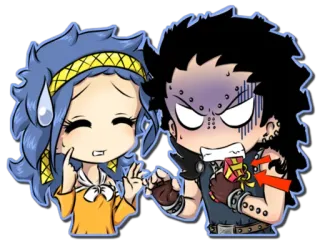 😑 Levy McGarden, Gajeel Redfox Fairy Tail Anime, Lucu, Fairy Tail, Chibi, Pasangan, Hubungan telegram sticker