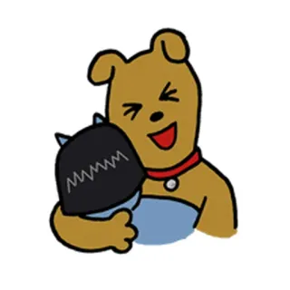 😃 собака, кошка, объятие, дружба, мультфильм telegram sticker