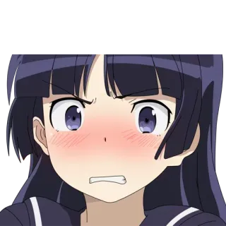 😥 anime, gadis, marah, tersipu, kartun, karakter telegram sticker