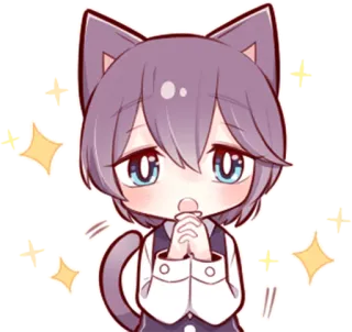 ✨ chat, anime, mignon, kawaii, chibi, étincelle, neko telegram sticker