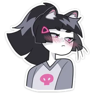 🙄 anime girl, cat ears, skull, cartoon, sticker telegram sticker