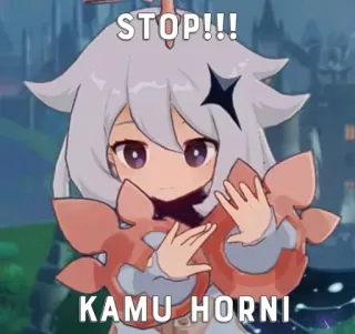 🔪 Paimon Genshin Impact STOP!!! KAMU HORNI อนิเมะ, เกม, หยุด, ฮอร์นี่, ไพม่อน telegram sticker
